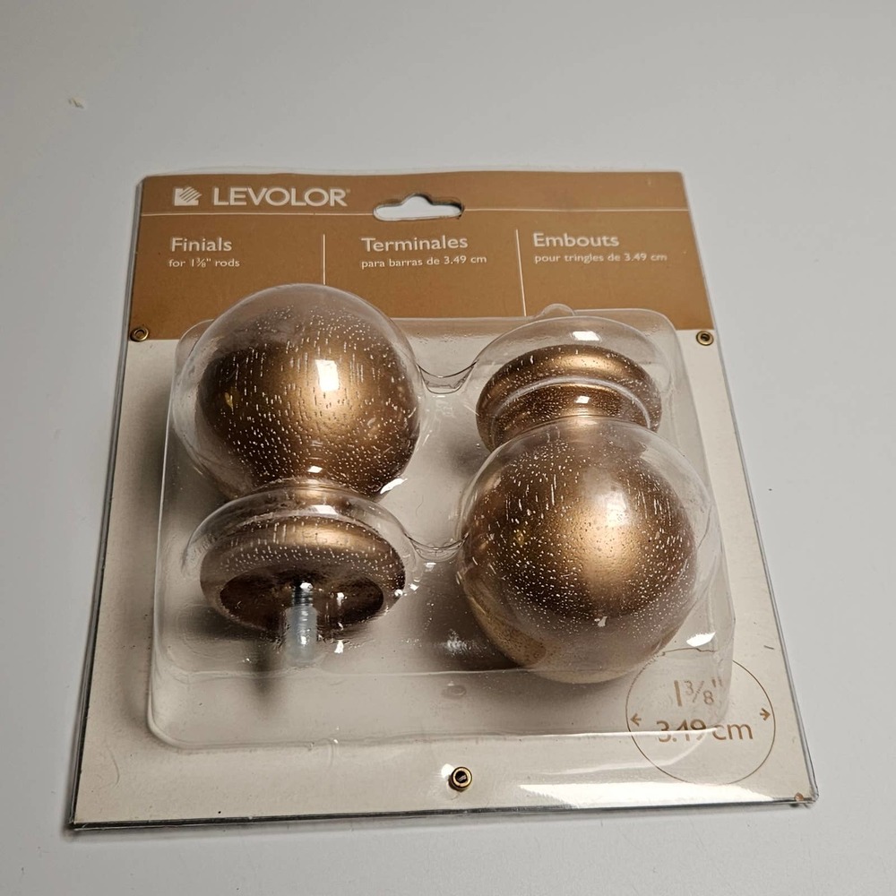 Levolor Wood Ball Finials for 1 3/8" Rods, Gold (V29211.076)